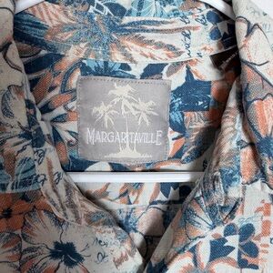 Margaritaville Men's Tropical Floral Shirt - Blue and Orange